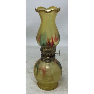 Vintage Yellow, Blue, Red Mini Oil Lamp - Made in Hong Kong